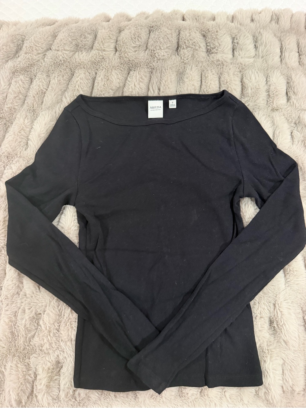 Aritzia Black Long Sleeve Boatneck Tee